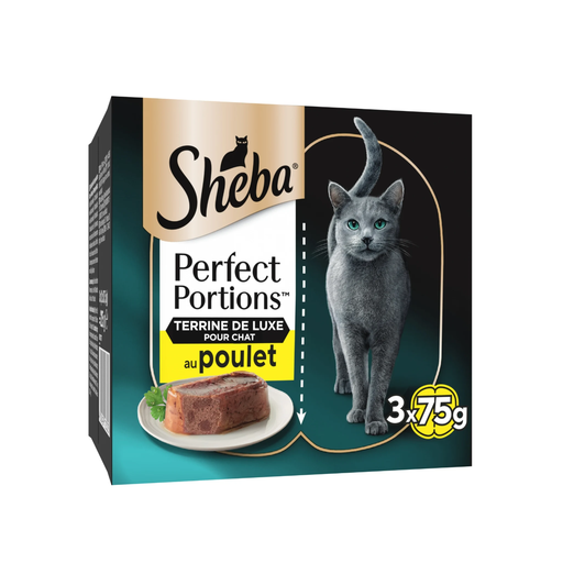 Sheba Perfect Portions nourriture pour chats adultes au poulet 6×37,5 g