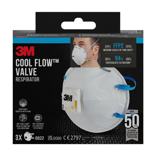 3M Pack of 3 Dust Masks with FFP2 Valve