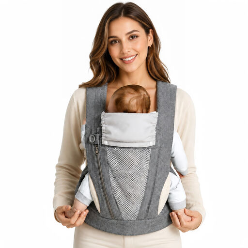 100% Cotton Baby Carrier with Click Buckle, Ergonomic M Position and X-Back Design