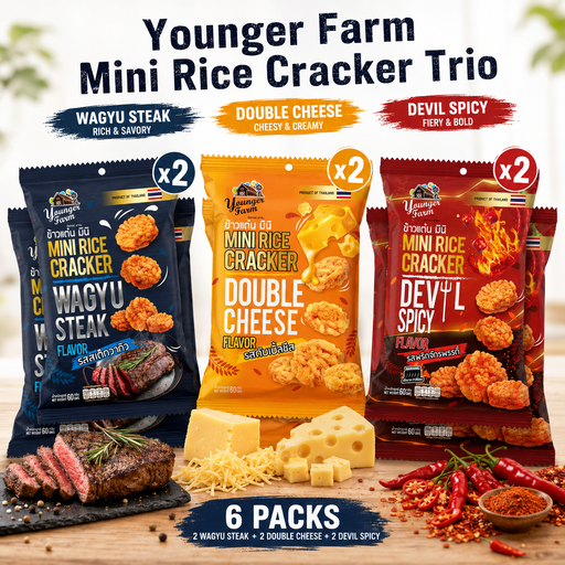 Younger Farm Mini Rice Cracker Trio, 6 packs