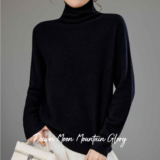 Sous-pull basique à col rond, mélange de laine et cachemire, noir
