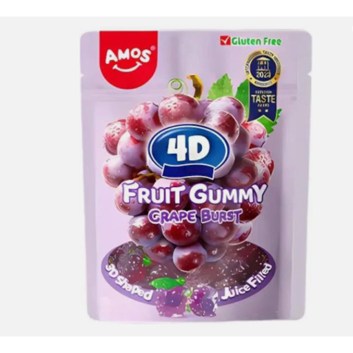 Amos 4D Juicy Burst Grape Fruit Gummy Candy - 65g