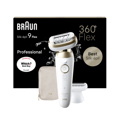 Braun Silk-épil 9 Flex, Epilator For Easy Hair Removal, 9-041 3D, White/Gold