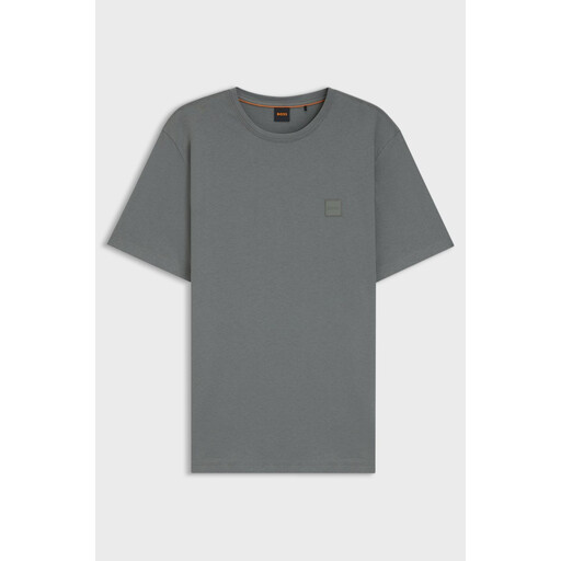 Boss Cotton Jersey T-shirt with Logo Patch - Grey