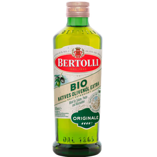 Bertolli Organic Olive Oil 500ml in a dark glass bottle