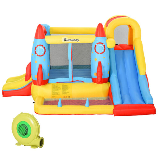 Outsunny 3-in-1 Rocket Design Bouncy Castle