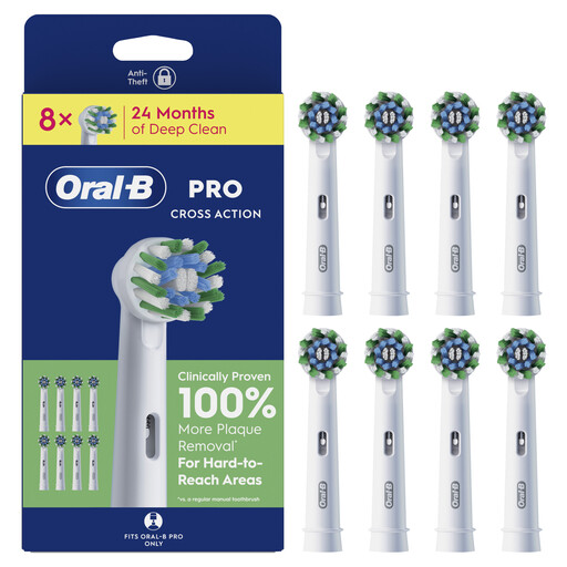 Oral-B Pro Cross Action Toothbrush Heads, Pack of 8