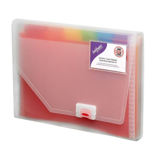 Snopake A4 Rainbow Expanding File, 13 Part Clear