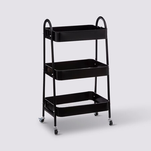 5five Metal Trolley – Black, 3-Tier