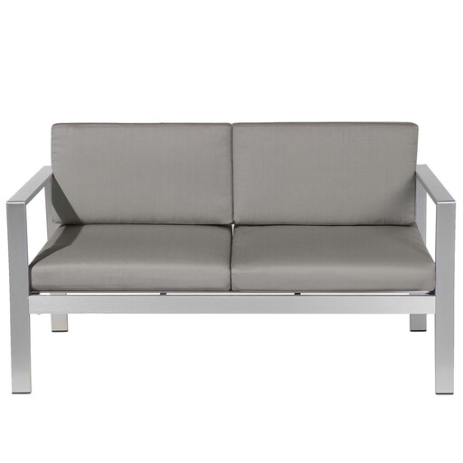 Beliani2 Seater Aluminium Garden Sofa Dark Grey SALERNO
