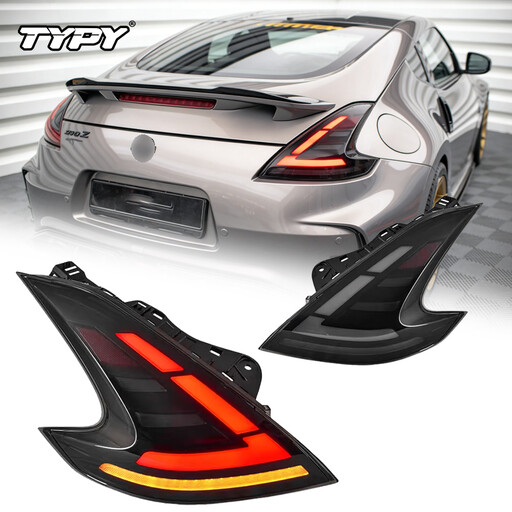 TYPY Set of 2 LED Tail Light Assemblies for Nissan 370Z 2008-2019 Modified Rear Lamps with Turn Signal Car Driving Brake and Reversing Lamp