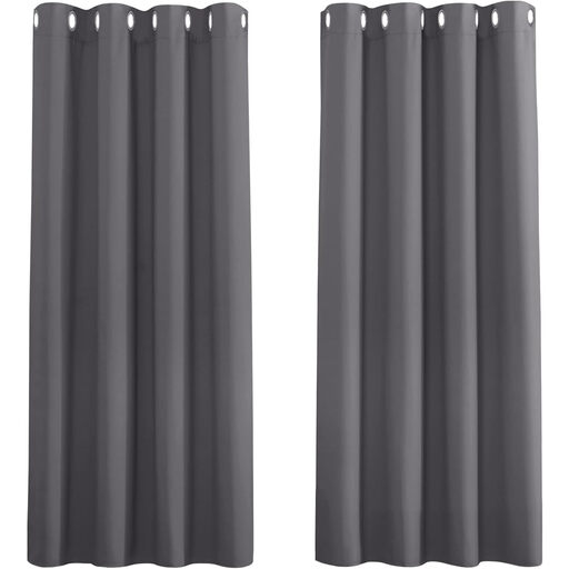 PONY DANCE Eyelet Blackout Curtains, 2 Panels, Grey