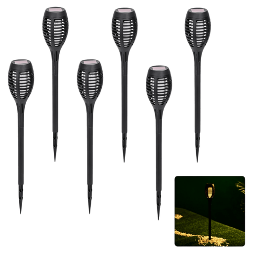 Aigostar Solar Garden Lights Torch Design Flickering Light 2700K IP44 Garden Path Lighting 6-Pack