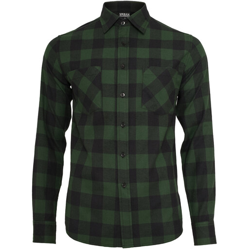 Urban Classics Checked Flannel Shirt Blk/Forest