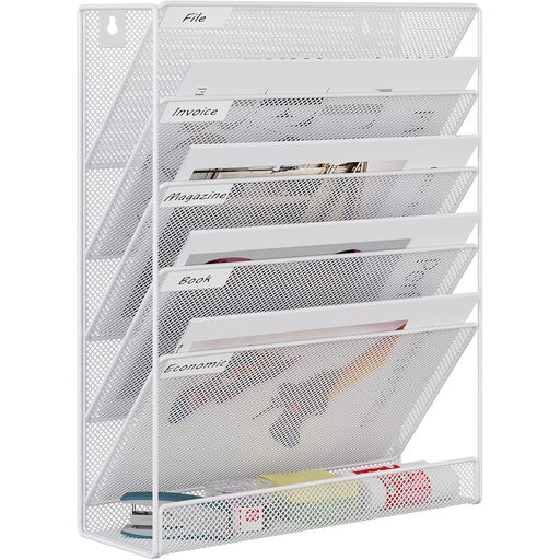 Senhoglb 6 Tier A4 Mesh Wall File Holder, White
