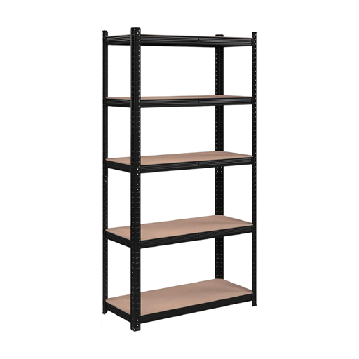 JOYFURNOS 5-Tier Standing Storage Shelf, Adjustable, Load Capacity, Industrial Design, Black, 40*90*180 cm