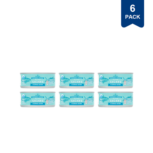 Morrisons Fad Free tuna chunks in spring water, six 145g tins