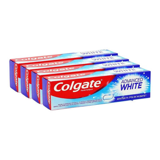 COLGATE Advanced White Whitening Toothpaste - 100ml - Pack of 4 (4 x 100ml = 4 tubes)
