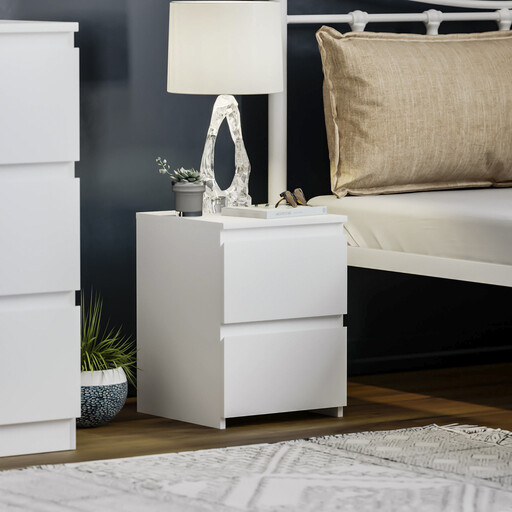 Vida Designs Denver 2-Drawer Bedside Table in White