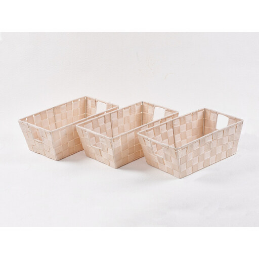 KEVAHOME 3-Piece Small PP Woven Handle Tray-Style Storage Rack