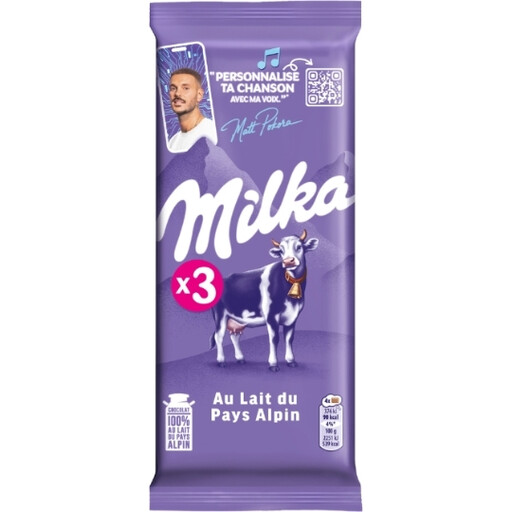 Multipack of three 100 g Milka Alpine Milk bars