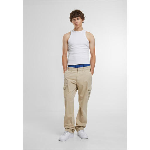Urban Classics Straight Leg Cargo Pants in Sand Camouflage