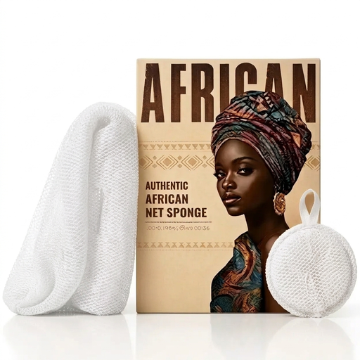 Personal Care African net sponge 70g white sponge and white face scrub