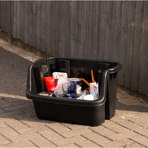 Strata Heavy Duty Storage Crates Stackable Black - Pack of 3