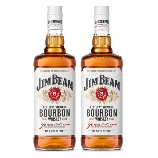 Pack of 2 Jim Beam White Kentucky Bourbon Whiskey 1L