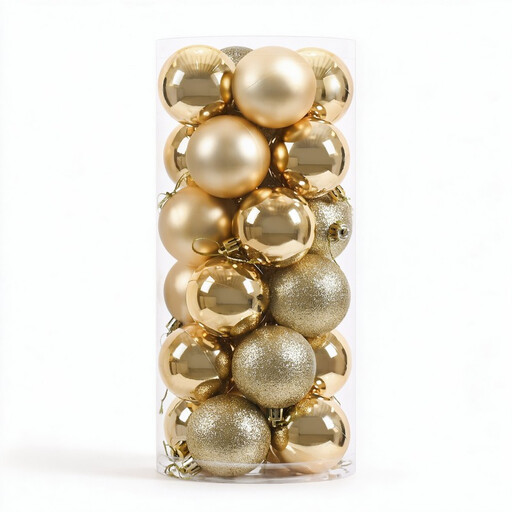 60mm 24ct Golden Christmas Balls Ornaments