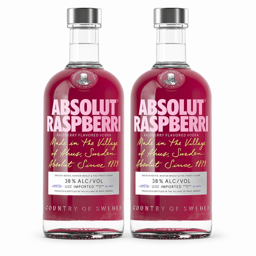 Pack of 2 Absolut Raspberry Vodka 70cl