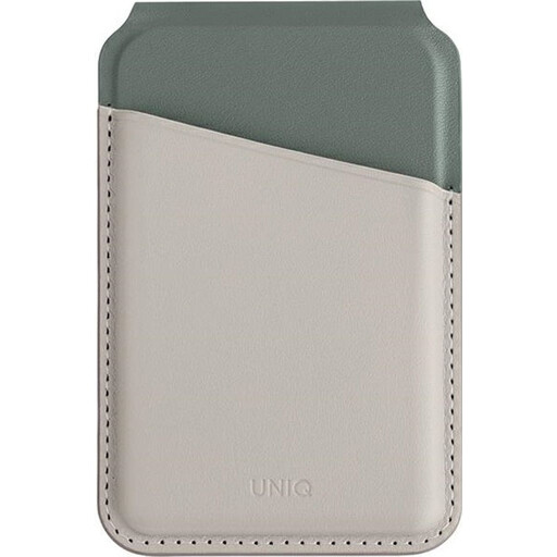 UNIQ Lyden DS Magnetic RFID Wallet with Phone Stand One Size for Universal Use, Beige and Green