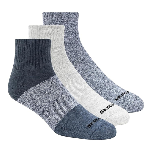 Skechers Men's 3pk Qtr Colorbloc Socks Blue 41-46