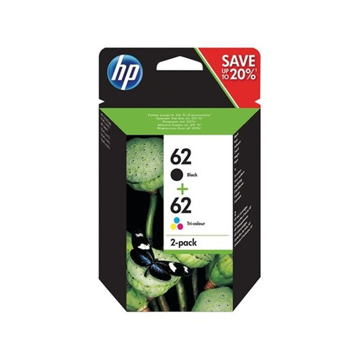 HP 62 Original 2-Pack Ink Cartridges