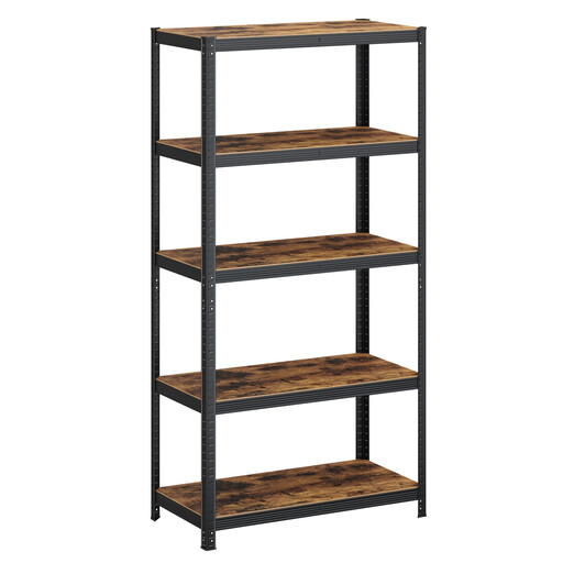 Ochama 5-Tier Shelving Unit, 600 kg, 50 x 100 x 200 cm, Rustic Brown and Black