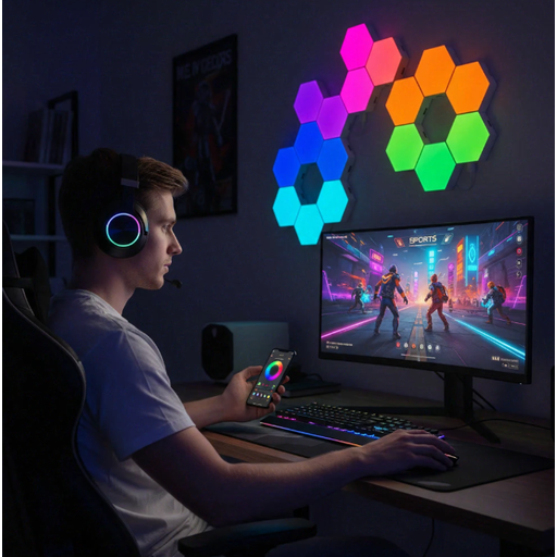 Hexagon LED Panels 8 stuks