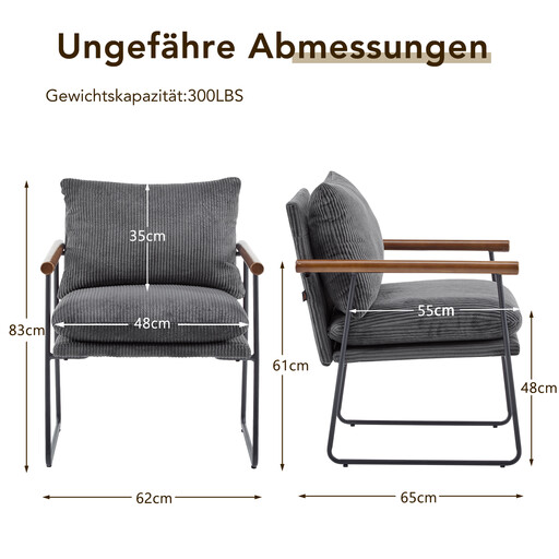 Fauteuil Ckaff à dossier ailé en velours côtelé