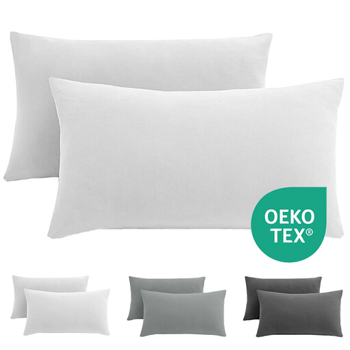 A pair of white microfiber pillowcases