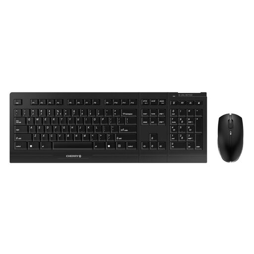 CHERRY B.UNLIMITED 3.0 Wireless Rechargeable Desktop Combo, Keyboard and Mouse, 2.4 GHz RF, Quiet Scissor-Switch Keys, EU Layout, Black