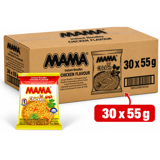Box of MAMA Instant Noodle Chicken, 30 × 55 g
