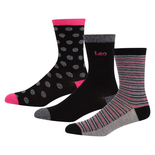 LEE GIFT SOCKS ANOUSHKA-BLACK AND GREY STRIPE/PLAIN/SPOTS-37-40