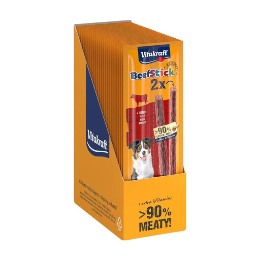 vitakraft Beef Stick, Meat Sticks, Bulk Pack, Dog Treats, with Beef, for Spoiling and Rewarding (25x 2Sticks)