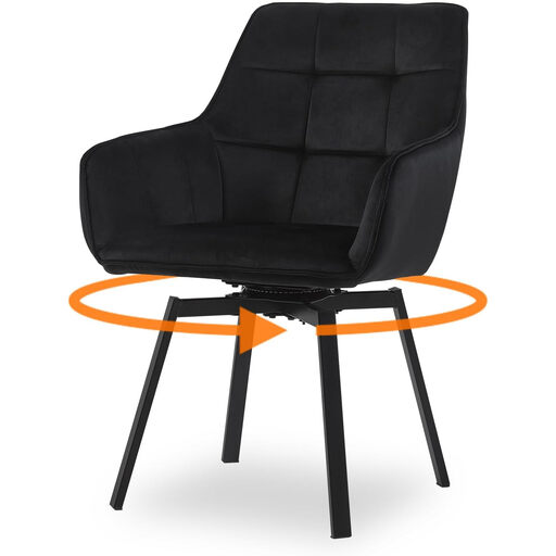 CLIPOP Velvet Padded Swivel Armchair in black