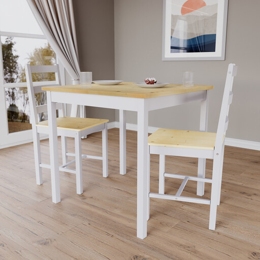 Vida Designs Yorkshire 2 Seater Dining Set, White & Pine