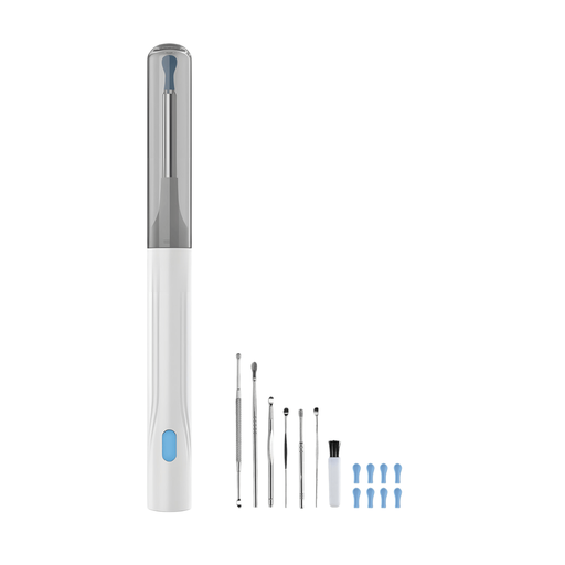 Sunluxy Ear Wax Removal Tool with Camera, 10MP HD, 7 Kits, 6 LED Lights, Soft Silicone Tips, IPX5 Waterproof, Type-C Rechargeable, Smart Ear Cleaner for Adult and Kid, Compatible with iOS & Android – H1, White