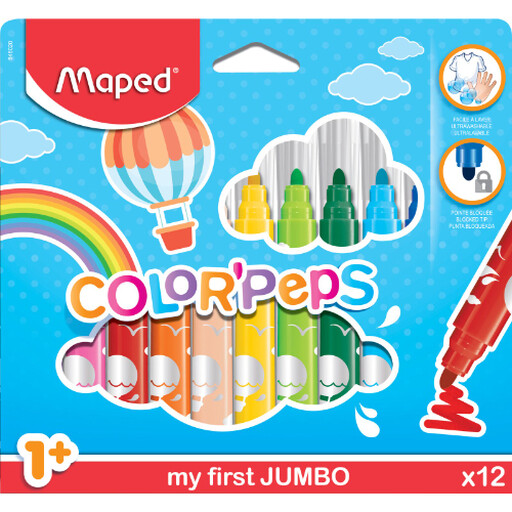 Maped Color'Peps Maxi Jumbo, 12 feutres lavables