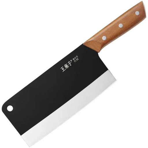 Wangmazi Household Chinese Chef's Knife, Hand-Forged Blackened Slicing and Vegetable Knife