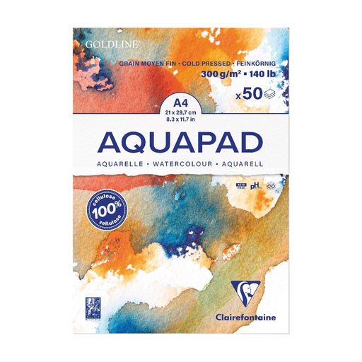 CLAIREFONTAINE Aquapad Glued Pad A4, 50 Sheets, 300 g