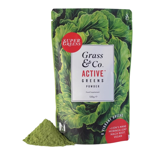 Grass & Co. ACTIVE Super Greens Daily Wellness Support Powder Apple & Ginger Flavour - 120g