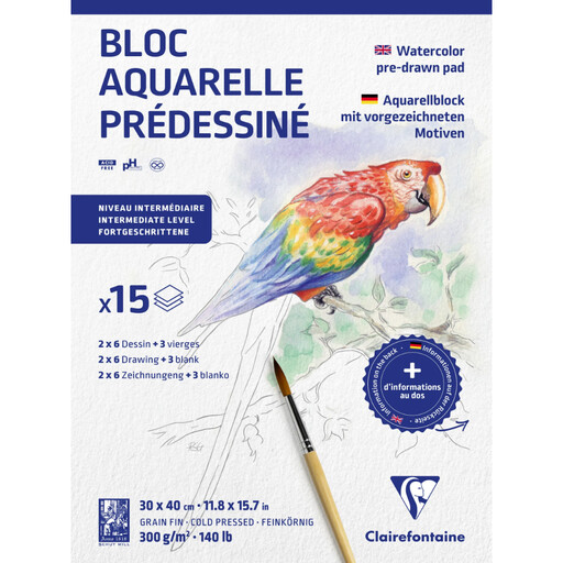 Bloc de dessin aquarelle pré-dessiné Clairefontaine